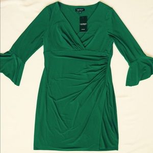 Emerald Green Faux-Wrap Dress